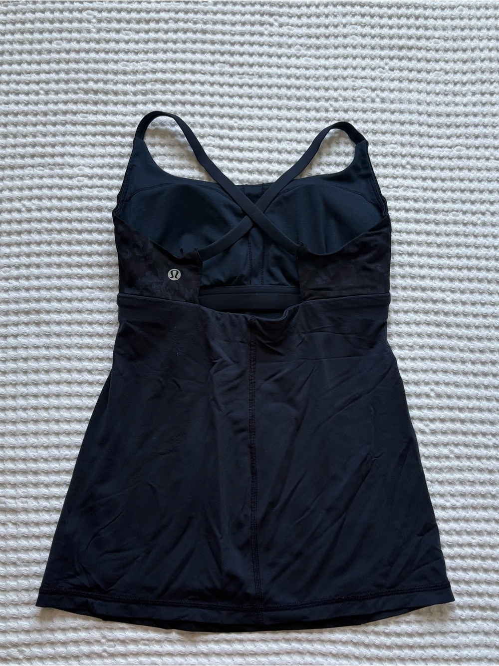 Lululemon Yeah Yoga Tank Baroque Inkwell Navy Black Mesh Back Cross Strap 4 - Picture 4 of 7